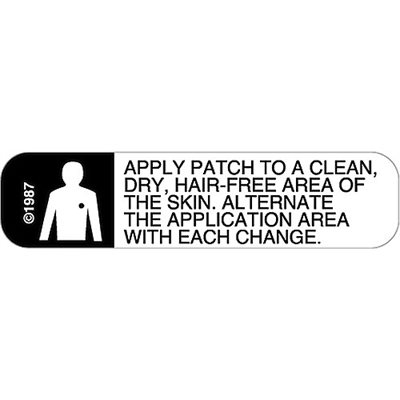 Label "Apply Patch to Clean, Dry, Hair-Free Area"