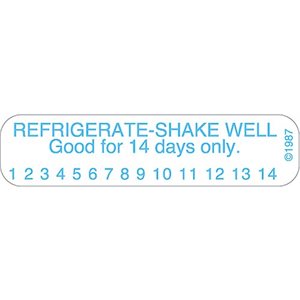 Label "Refrigerate-Shake Well. Good for 14 days only"