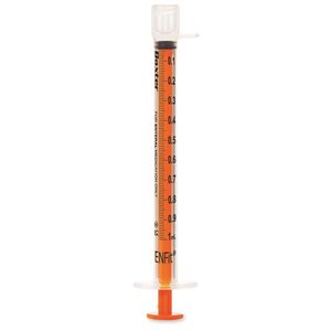 Enteral Syringe with ENFit Connector 1 mL, Clear with Orange Plunger