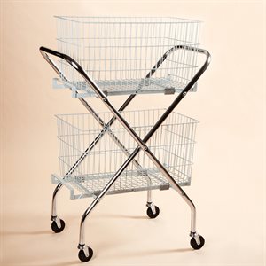 Folding Cart with 12" Wire Baskets