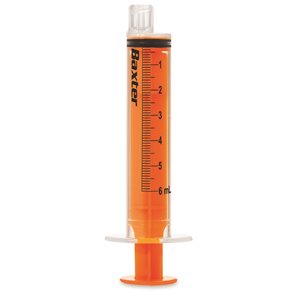 Enteral Syringe with ENFit Connector 6 mL, Clear with Orange Plunger