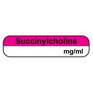 Label "Succinylcholine mg / ml" Top: Black Ink / Fl.Pink, Bottom: