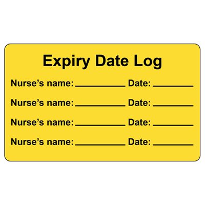 Label "Expiry Date Log..." Black Ink / Yellow