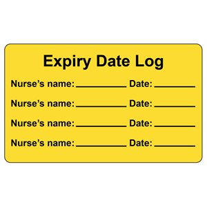 Label "Expiry Date Log..." Black Ink / Yellow