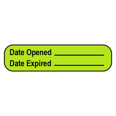 Label: Date Opened ___ Date Expired ___