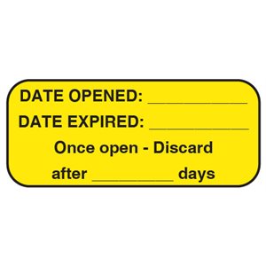 Label: Date Opened: ____, Date Expired: ____