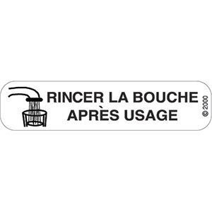 French Label: "Rinse mouth after each use"