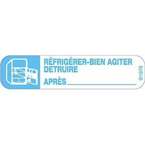 French Label: "Refrig / Shake Well"