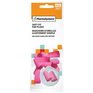 Tapered Soft Foam Pink Ear Plugs, 6 Pairs